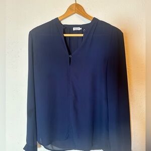 Filippa K Sheer Blouse | Size 36 | Collarless Long Sleeve